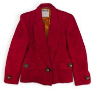 Vintage Moschino Couture Red Brocade Blazer Jacket, with ornate large buttons, two pockets, GB10