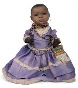 KBM German Period Bisque Oriental Doll, dark eyes, closed mouth, with pierced ears and earrings,