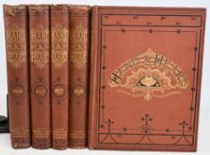 HAND AND HEART – VICTORIAN PERIODICAL -1876-88 Vols 1, 4, 5, 6, red cloth bindings. Good condition –