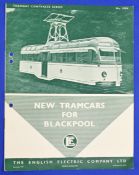 TRAMWAYS - NEW TRAMCARS FOR BLACKPOOL 1933. An 8 page publication by The English Electric Company, 5
