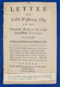 1731 LETTER TO CALEB D’ANVERS ESQ, ON HIS PROPER REPLY TO A SCURRILOUS LIBEL, entitled sedition