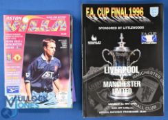 1995/96 Manchester Utd complete season away match programmes (19); FAC aways Sunderland, Reading,