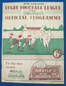 1936 Rugby League Programmes New Zealand v England August 8th, 1936, with touring team photographs