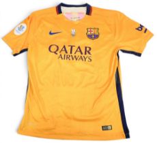 Luis Suarez 2015 Barcelona No 9 Away Football Shirt – used in the 2015/16 season, Nike/Qatar