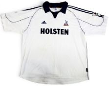 David Ginola 1991/01 Signed Tottenham Hotspur Home football shirt – Adidas/Holsten, white and blue