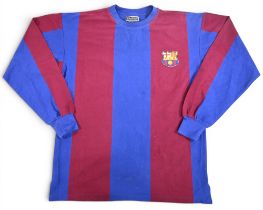 Barcelona 1970s styled Home Football shirt No 9 – long sleeved, internal label Mont-halt, long