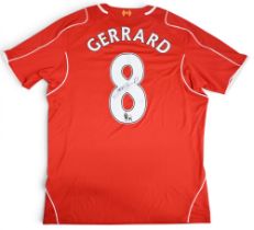 Steven Gerrard Signed 2014/15 Liverpool Home Football shirt – No 8 Gerrard to the reverse, signed in