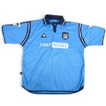 Nicholas Anelka 2002/03 Manchester City Match issue/worn ‘No 39’ Home Football shirt – details to