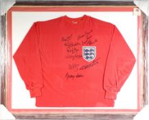 World Cup 1966 England Multi-Signed Football shirt appears with signatures of Geoff Hurst, Gordon