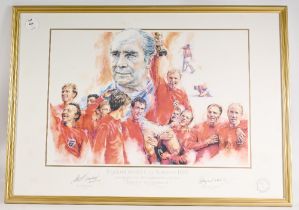 World Cup 1966 Winners Colour Print – with facsimile Sir Alf Ramsey and Bobby Moore autographs to