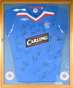 2007/08 Rangers Multi-Signed Football Shirt in blue with 30+ signatures in ink to front, features