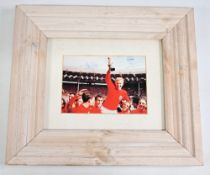 Alan Ball Signed England World Cup 1966 Winner Football Print – signed in blue ink, the scene in