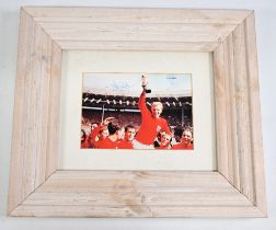 Alan Ball Signed England World Cup 1966 Winner Football Print – signed in blue ink, the scene in