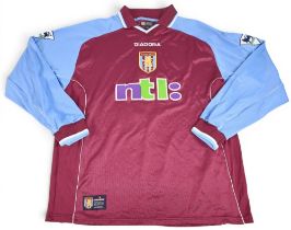 Gareth Southgate 2000/01 Aston Villa No 4 Home Football shirt – details to reverse, Premier League