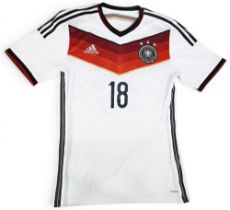 Toni Kroos 2014 German International Football shirt No 18 – details front and rear, worn