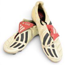 Ashley Cole Adidas Predator Match Worn Football Boots – in white and black, ‘A Cole’ stitched to