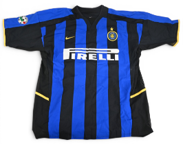 Adriano 2002/04 Inter Milan No 10 Home Football Shirt – details to revers, Lega Calcio shoulder