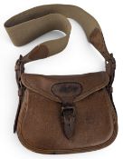 Period leather Shoulder Bag for Fishing and Hunting: with a good wide webbing shoulder strap, has