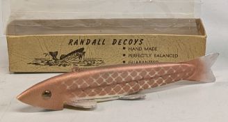 RanDal Decoys wood decoy for spear fishing, 7 ½” handmade in original box, looks unused. Note