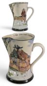 2x Royal Doulton The Gallant Fisher`s series jugs, two anglers on a wall, The Gallant Fisher`s