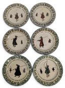 6x Royal Doulton Isacc Walton Ware Ceramic Plates: 6x plates with duplicated motto to edges, #24cm