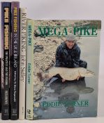 4x Pike Fishing Books Mega Pike Eddie Turner 1990, River Piking John Sidley 1987 Pike Fishing the