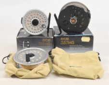 Ryobi 357 MG Magnesium trout fly reel with 2x spare spools, 3 5/8” ventilated spool, push button