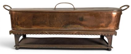 Large Antique Copper Salmon Kettle Smoker, with stand and burners, size #22cm x 46cm x 104cm - in