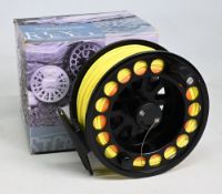 St Croix USA Legend LRF 103 large arbor fly reel, 4” wide ventilated spool, 2 screw latch, counter