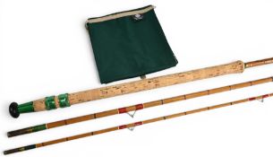 Scarce Hardy “The Wondrex Super” built cane float rod No 106227, 11ft 3pc, 20” handle with green