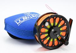 Ross Reel “The San Miguel 2” polished black alloy trout fly reel set for RHW, 2 7/8” flower petal