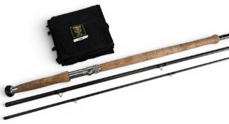 Daiwa made in Sweden Whisker salmon fly rod WF 99-15, 15ft 3pc, line 10/11, 27” handle, alloy double