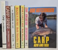 6x Carp Fishing Books, Carp Now and Then Rod Hutchinson P/B 1990, Gravel Pit Carp Jim Gibbinson