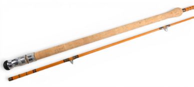 Olivers of Knebworth hollow glass ledger rod, 9ft 2pc, 25” handle with polished alloy reel