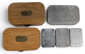 Another collection of various Richard Wheatley style fly boxes, as follows: 2x 6 ½” x 4” wood with