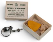 Fosters of Ashbourne thumb magnifier, fully stamped with lens cover and correct original box