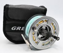 Greys of Alnwick GTX No 4 alloy cassette Salmon fly reel 4 ¼” two screw latch with black counter