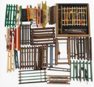 Collection of Period Line Winders: wooden, plastic, most having line, floats, and lead weights