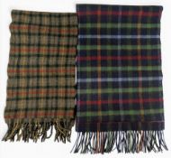 2x Barbour woollen checked Tartan Scarves, in good used condition