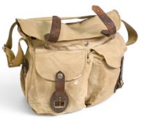 Hardy Bros Canvas and Leather Trim Fisherman’s Bag – c1936/39 with two front pockets, shoulder