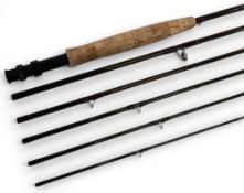 Marcus Warwick “Globetrotter” No 606-1 carbon smuggler style trout fly rod, 9ft 6pc line 6#, alloy