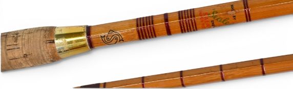 Edgar Sealey “The Salar” split cane salmon fly rod, 14ft 3pc with spare tip, 27” handle, alloy