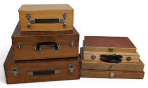 7x Wooden Fishing Tackle Boxes: assorted shapes and sizes, good for fly tying, floats, flies one