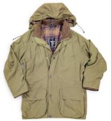 Barbour Breathable Coat, canvas lined coat with multi pockets, detachable hood, size M, in good