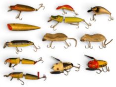 Heddon Fishing Lure and similar Plug Lugs, to include crazy wiggler, meadow mouse, plus Kynoch, Abu,