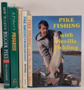 5x Pike Fishing Books: To include Pike Fishing with Neville Fickling 1992, Pike Waters Bill
