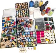 Large collection Cotton Reels and Spools, suitable for fly tying, 6 Persall reels, 2 Fish Hawk