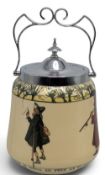 Royal Doulton Isacc Walton Ware Biscuit Barrel, with chromed handled lid - Of Recreation There Is