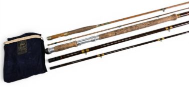 Hardy Alnwick “The Salmon Fly” hollow glass rod, 14ft 3pc line 10#, 26” handle, alloy down lock reel
