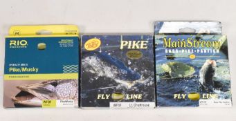 Rio Pike/Musky fresh water WF 9F fly line, new boxed, moss/pale yellow. Rio Pike WF 8F fly line, new